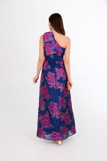 Robe Caroline Fuchsia Marine Pivoine Organza