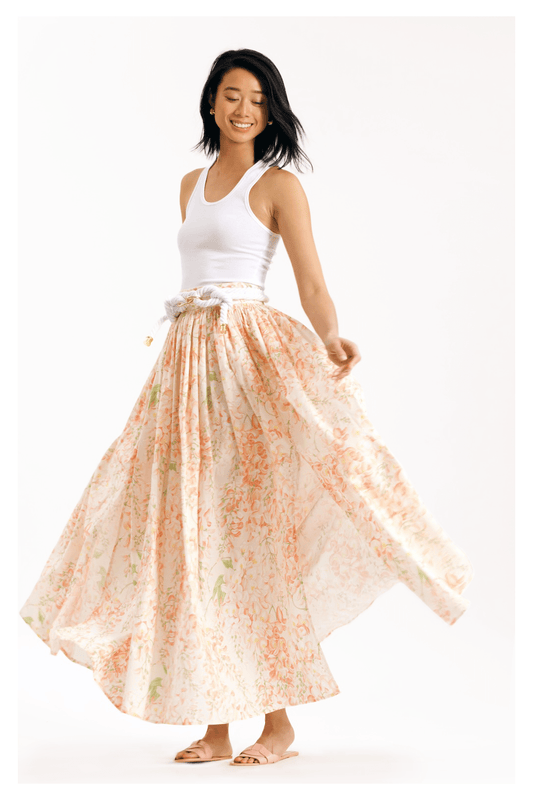 Jupe fleurie corail Jasmin