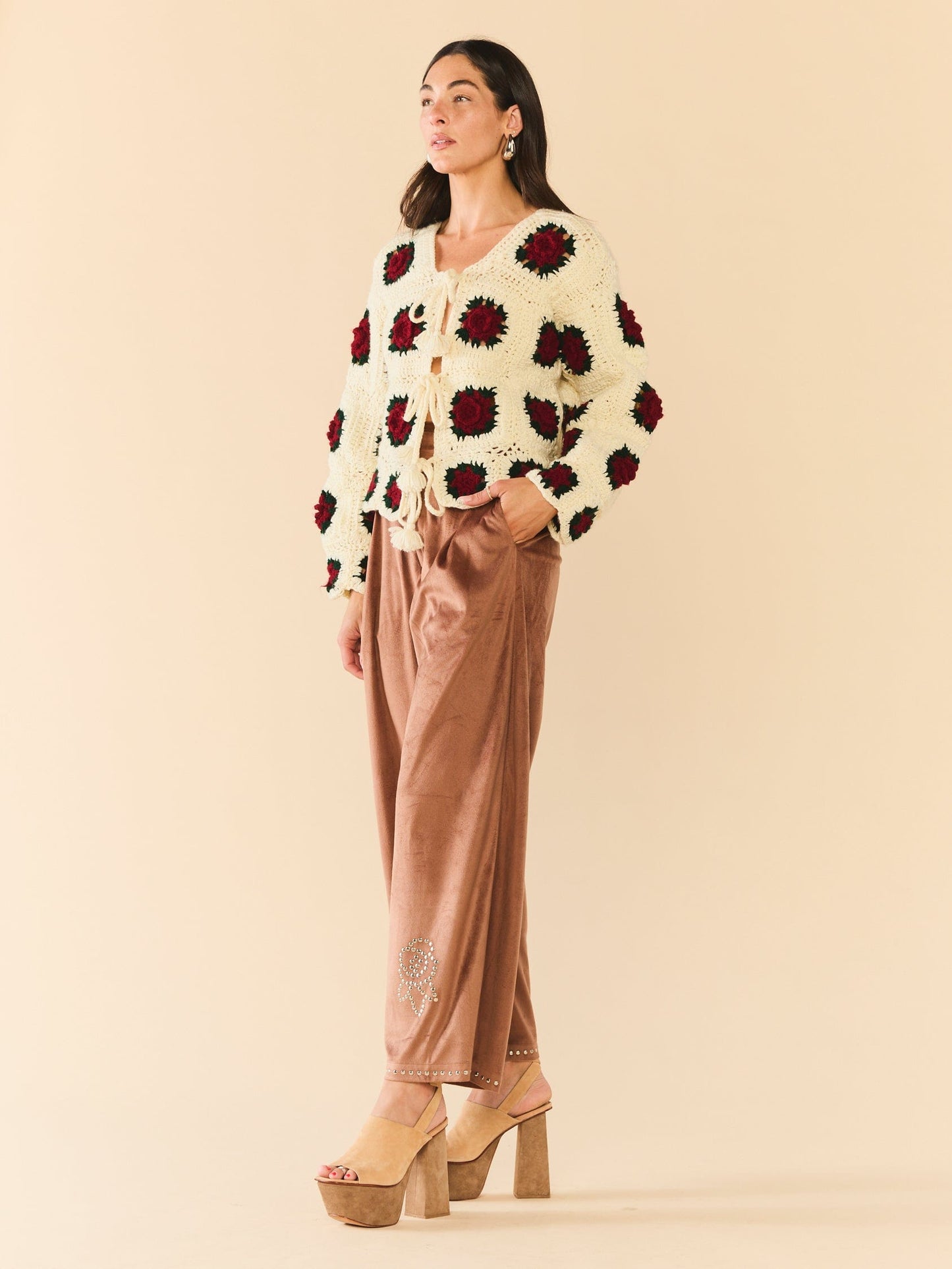 Veste pull à haut rond