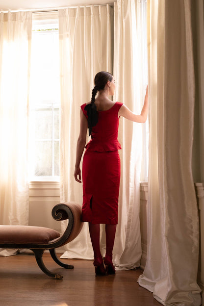 Jupe Rosso en satin rouge