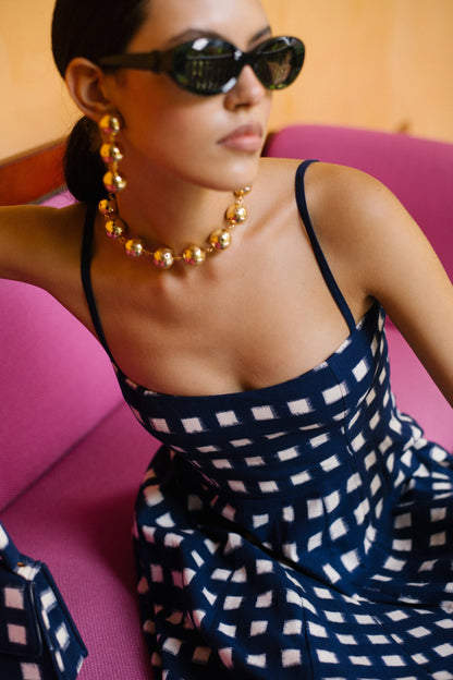 Robe échec et mat bleu marine