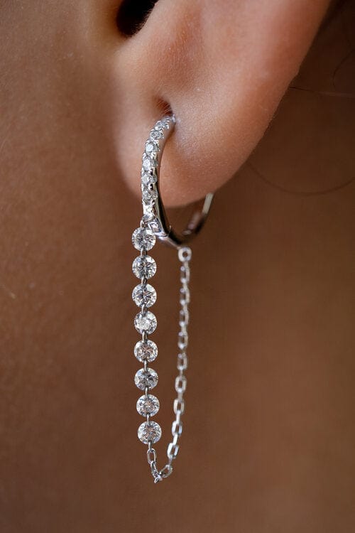 Boucles d'oreilles à chaîne tennis en diamant