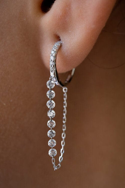Boucles d'oreilles à chaîne tennis en diamant