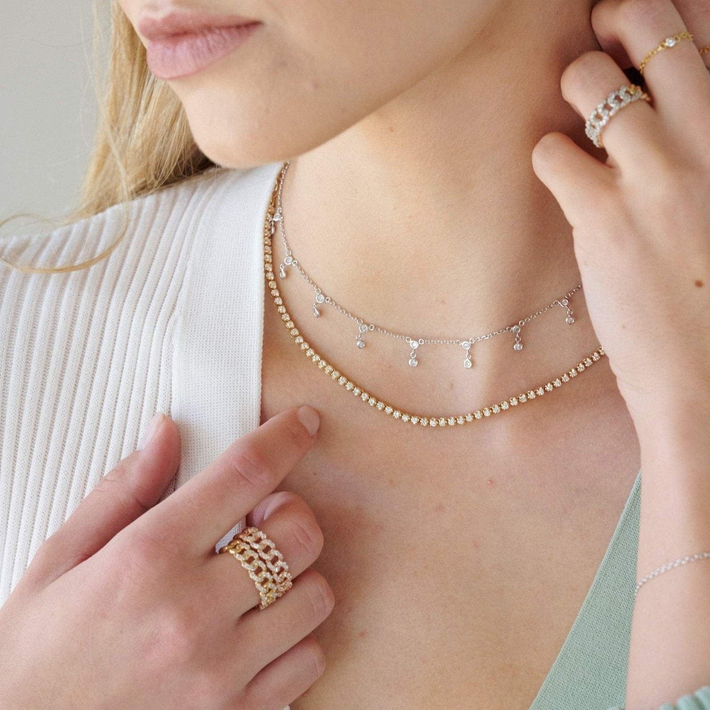 Collier Drop Station à double diamant