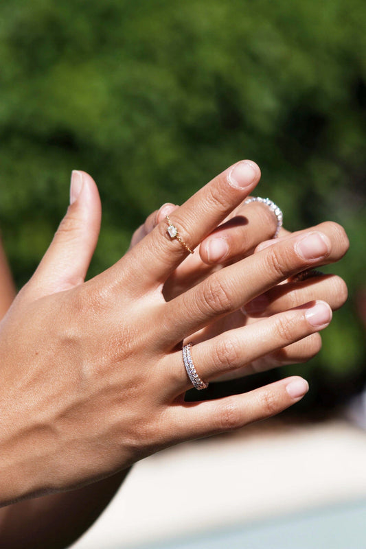 Bague chaîne taille émeraude | Réglable