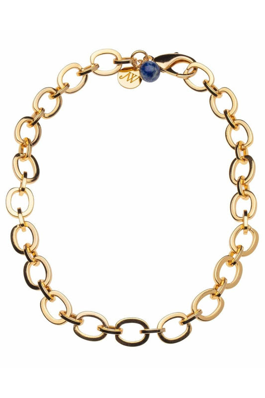 Chaîne à maillons épais avec perle de lapis-lazuli