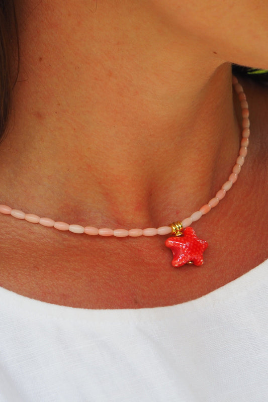 Collier étoile de mer corail
