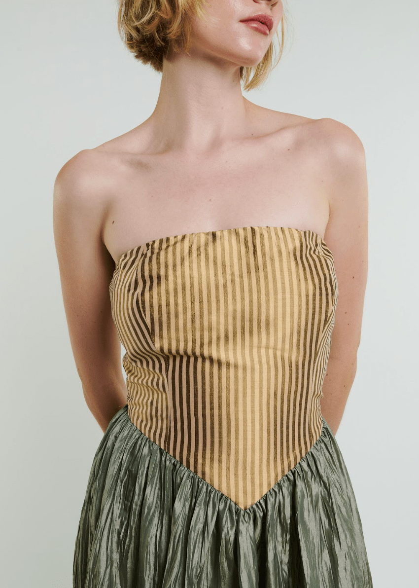 Robe longue Roxanne en crème et mousse 