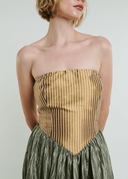 Robe longue Roxanne en crème et mousse 