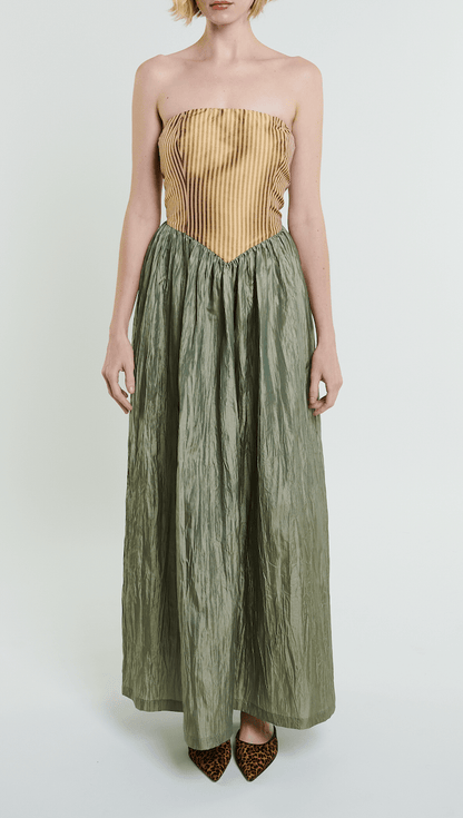 Robe longue Roxanne en crème et mousse 