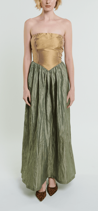 Robe longue Roxanne en crème et mousse 