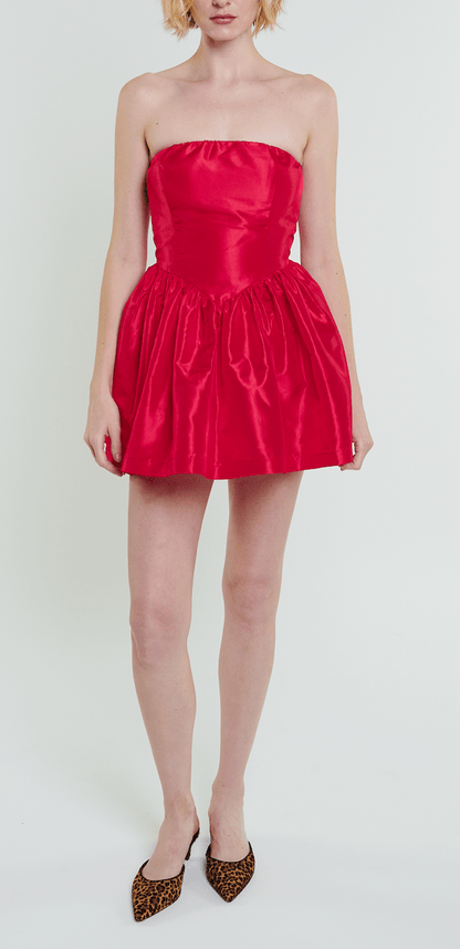 Robe courte Roxanne en rouge cerise