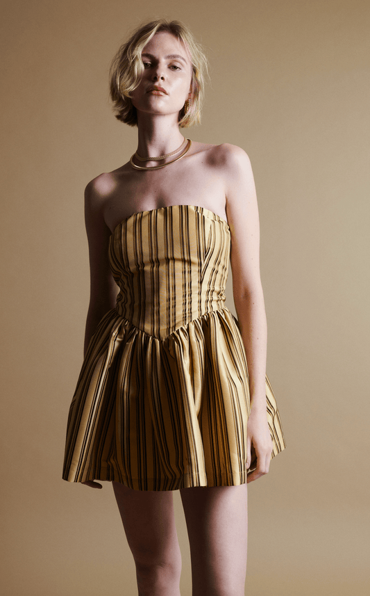 Robe courte Roxanne à rayures crème