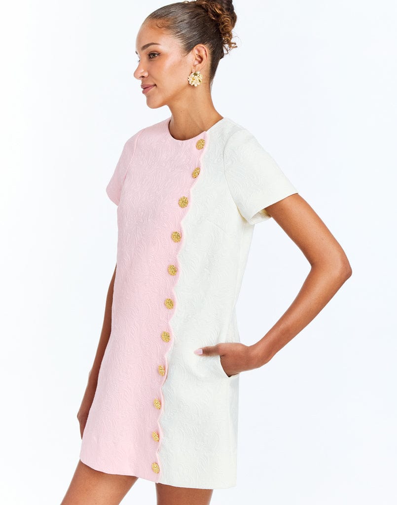 Robe courte festonnée à manches Etta