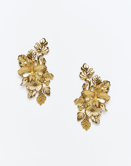 Boucles d'oreilles pendantes en feuille de laurier
