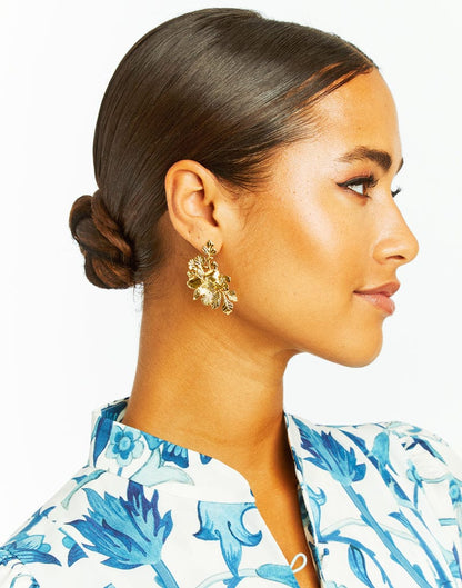 Boucles d'oreilles pendantes en feuille de laurier