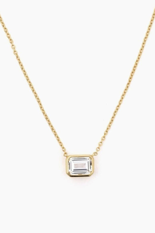 Collier Iris Emerald Bezel - Saphir blanc