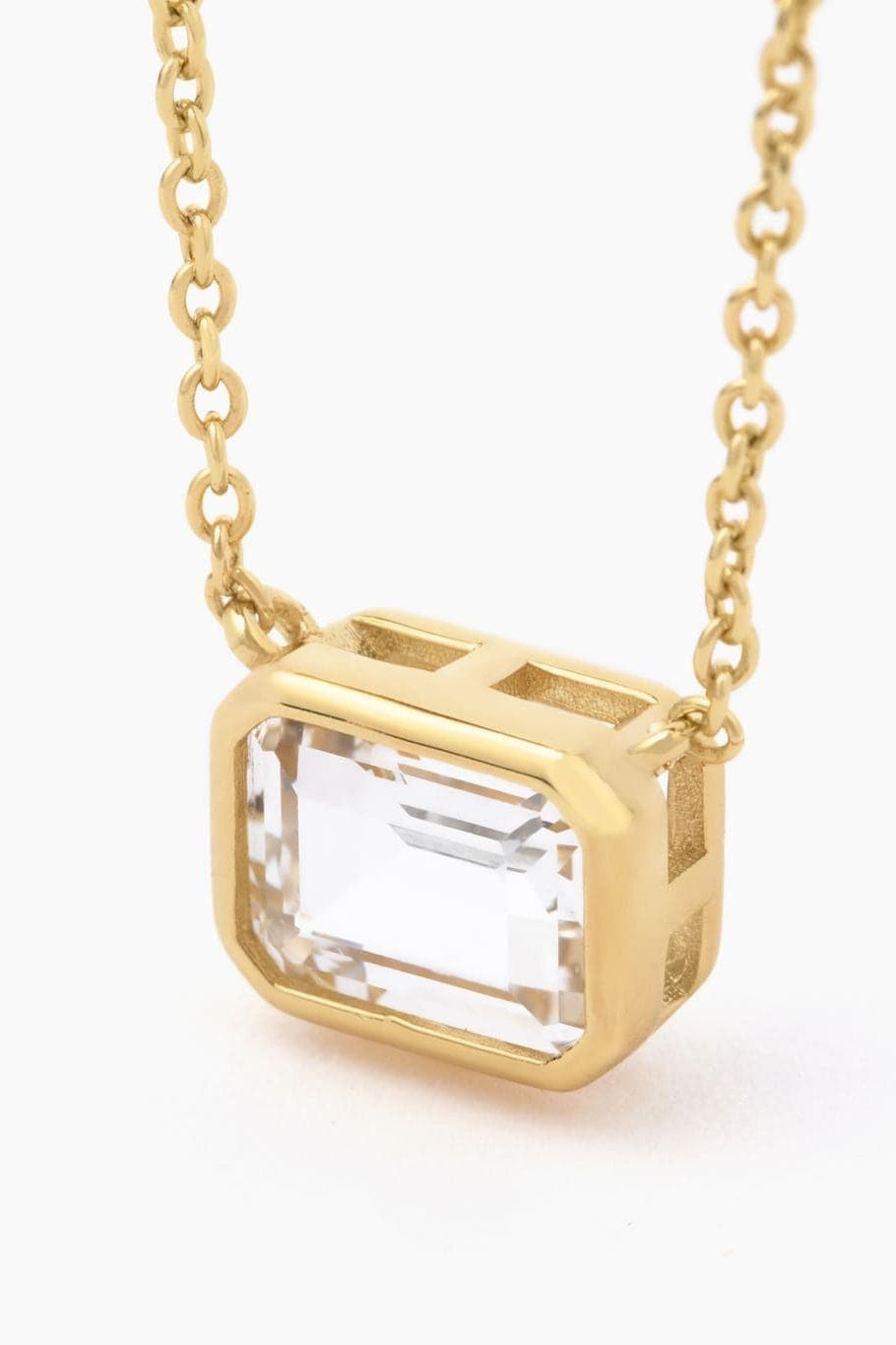 Collier Iris Emerald Bezel - Saphir blanc