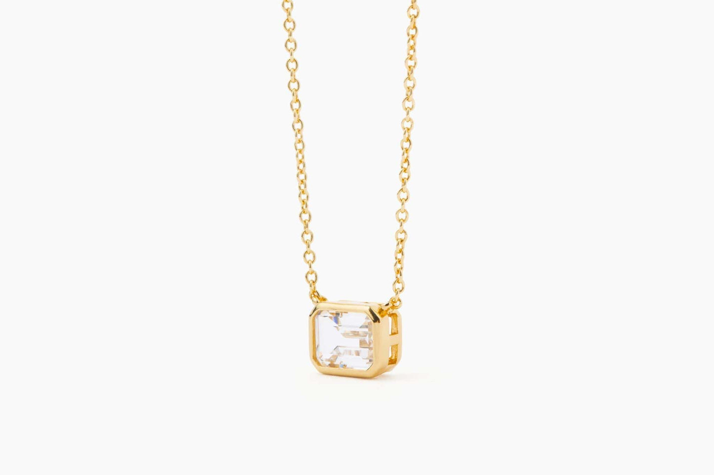 Collier Iris Emerald Bezel - Saphir blanc