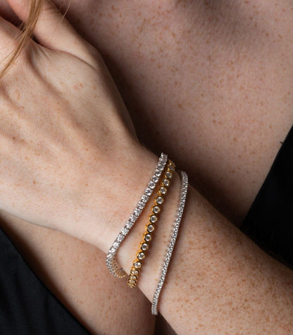 Bracelet tennis Remi 4 mm avec lunette en or