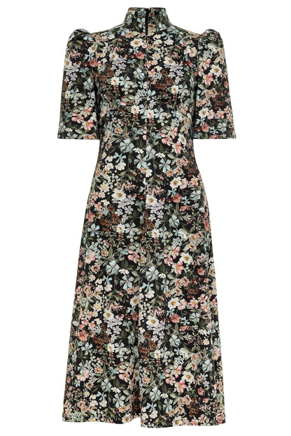 Robe Esther / Coton fleuri noir