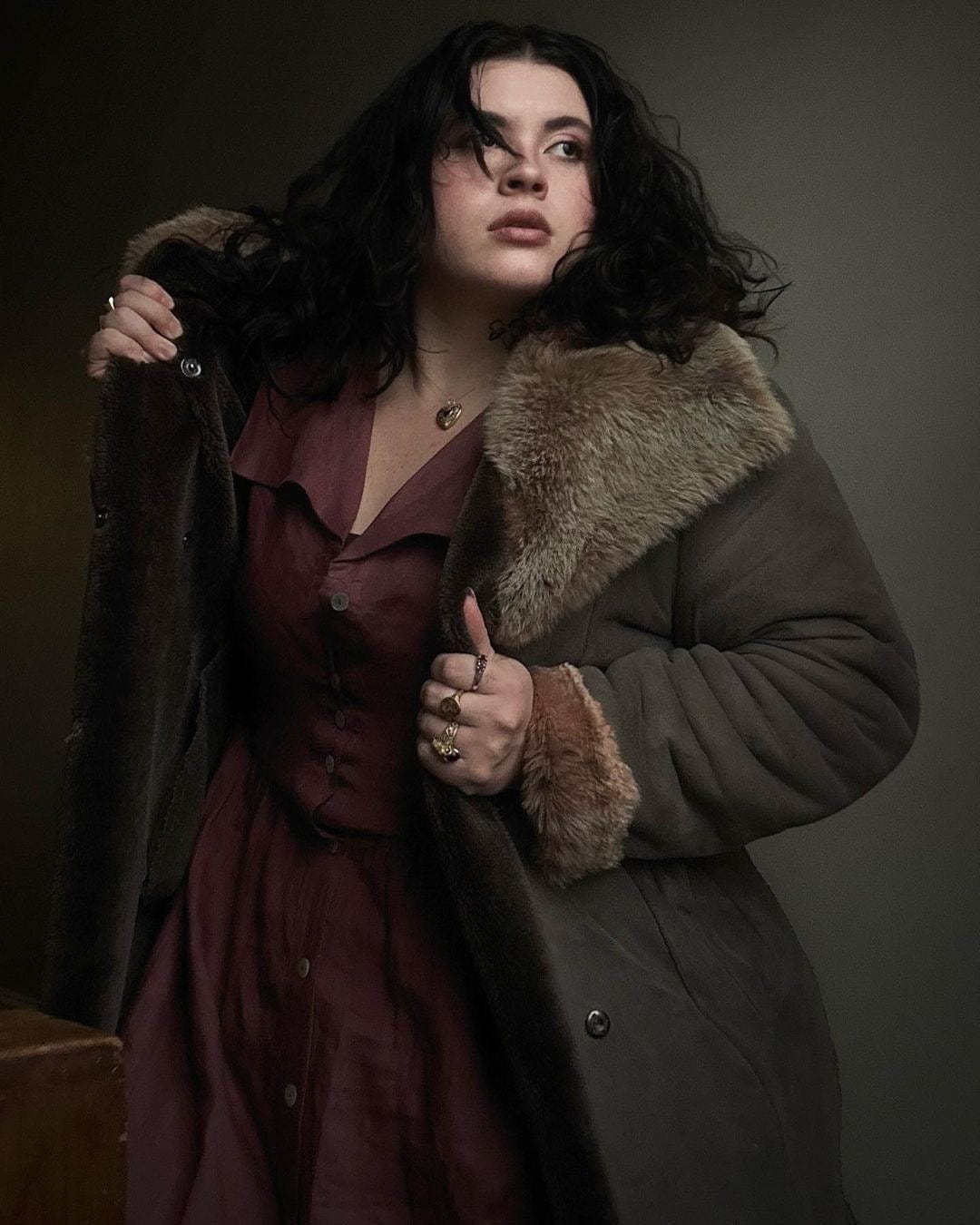 Robe Helena / 100% lin prune avec boutons coquillages