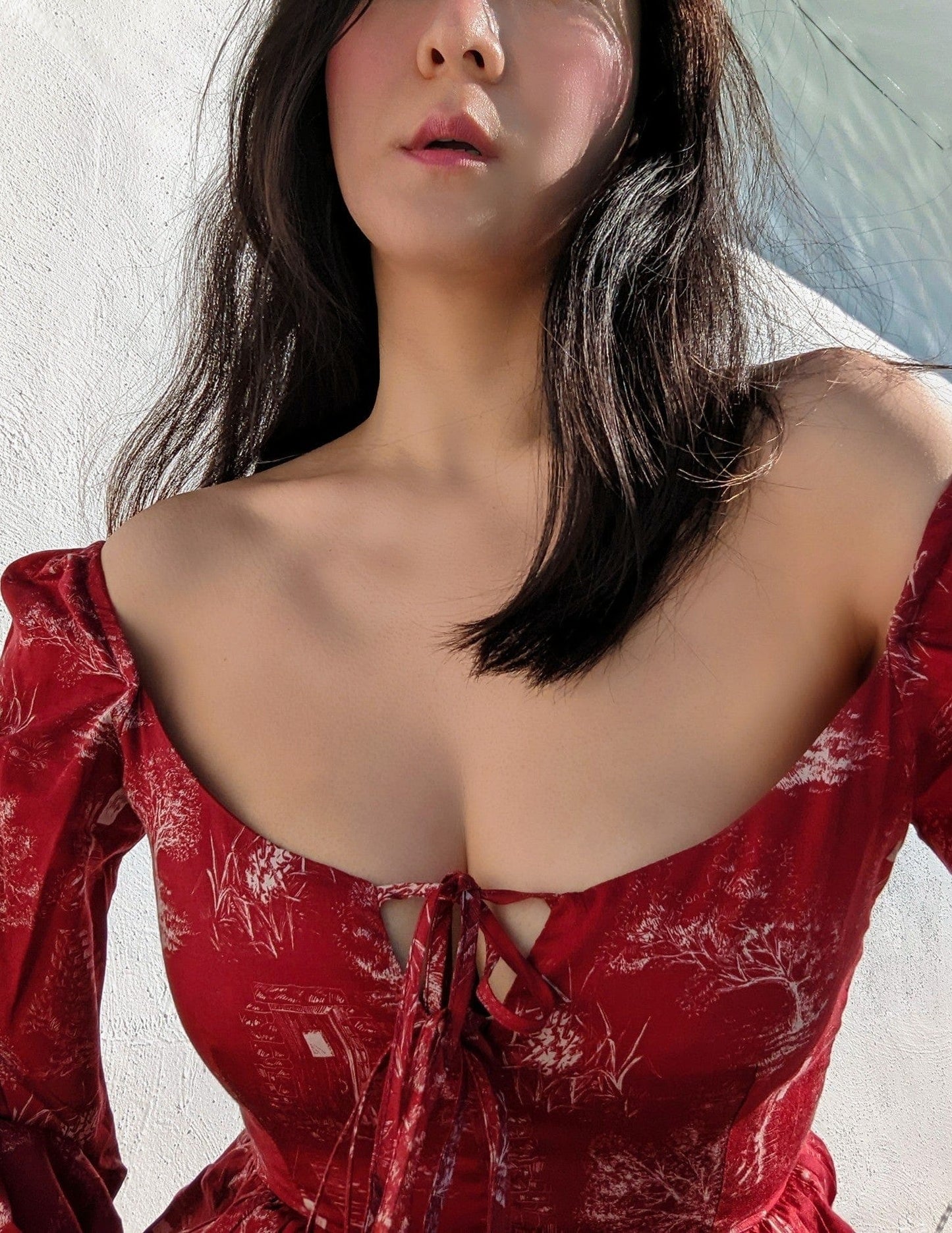 Robe Marcela / Rouge Rubis + Toile de Coton Albâtre