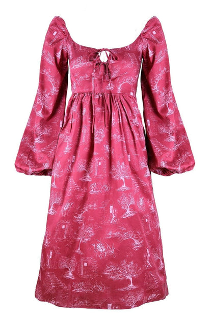 Robe Marcela / Rouge Rubis + Toile de Coton Albâtre