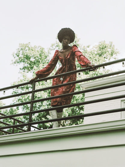 Robe Marcela / Rouge Rubis + Toile de Coton Albâtre