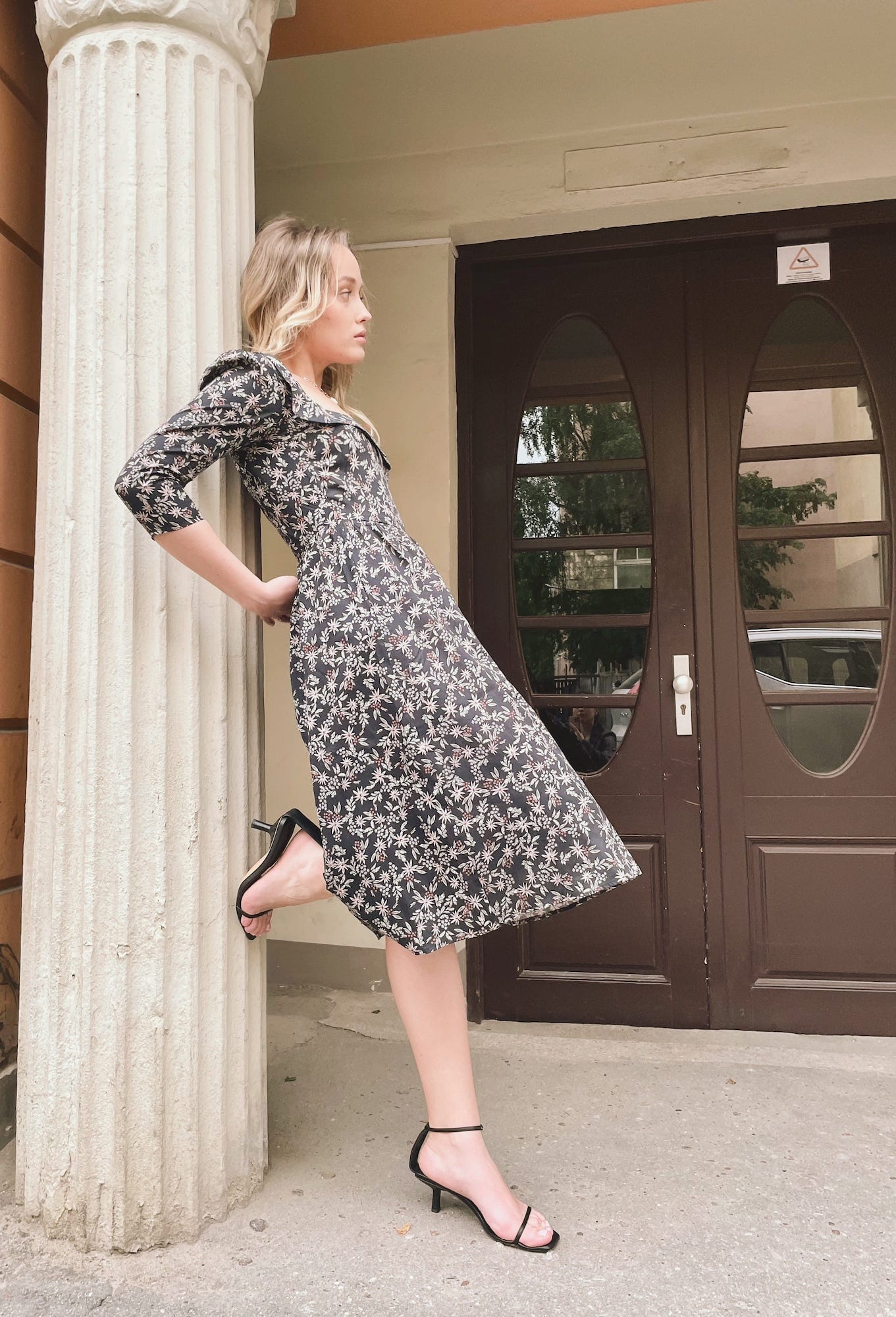 Robe Marisol / Coton fleuri noir