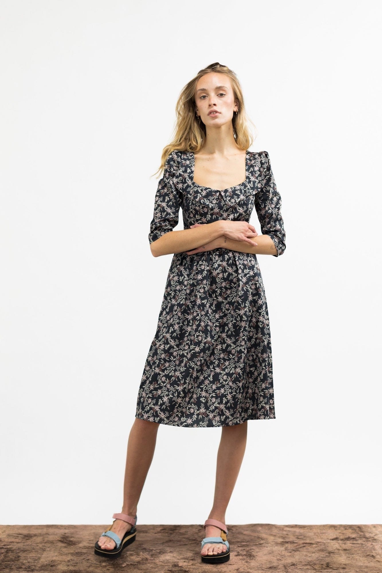Robe Marisol / Coton fleuri noir