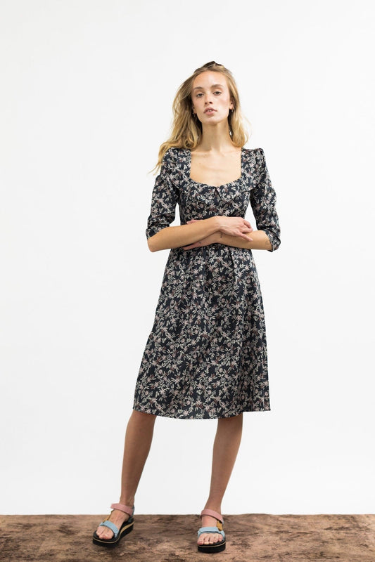Robe Marisol / Coton fleuri noir