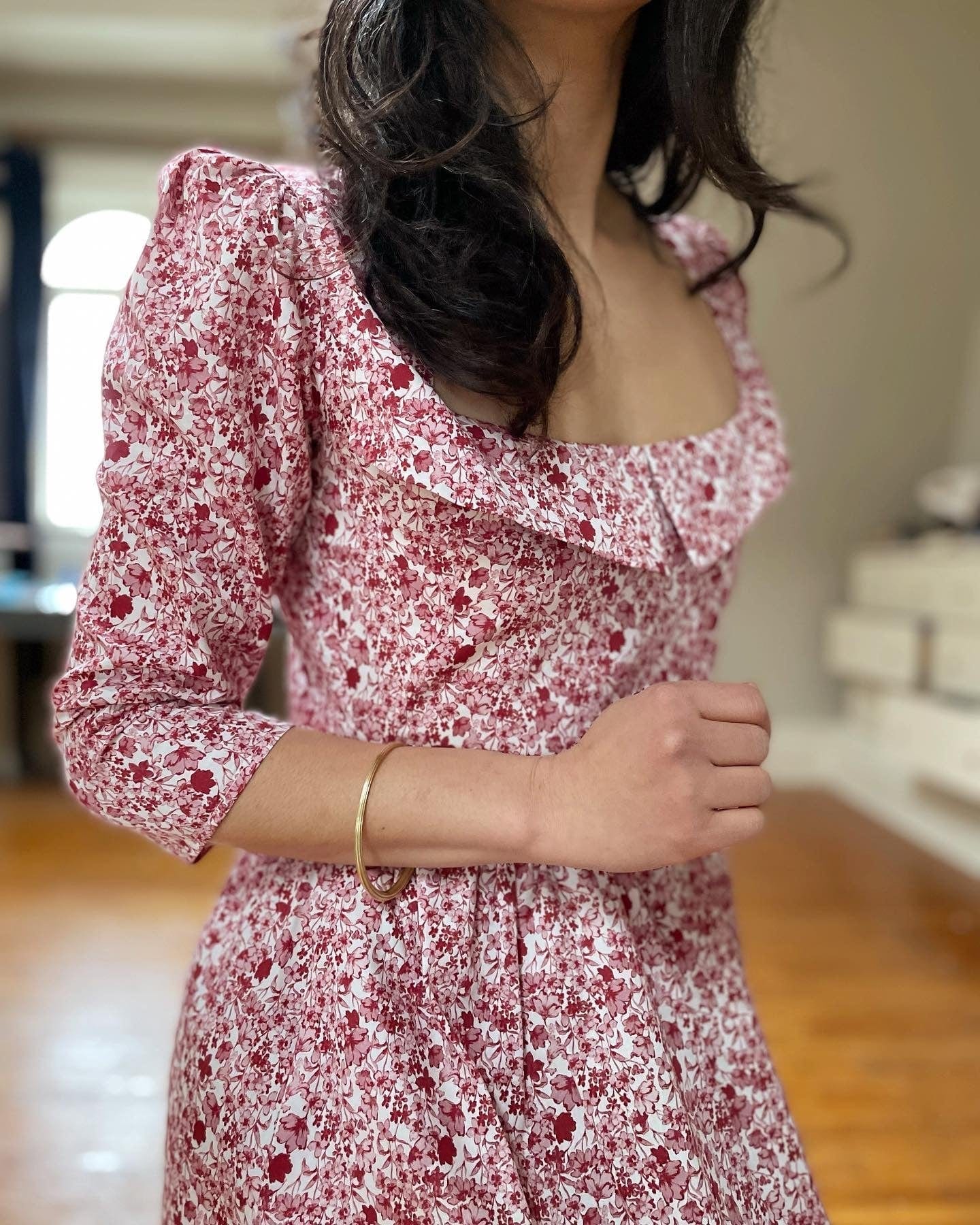 Robe Marisol / Coton fleuri Liberty rose + blanc laiteux