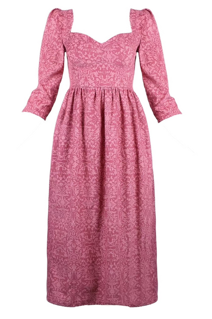Robe violette en velours côtelé de coton rose baroque