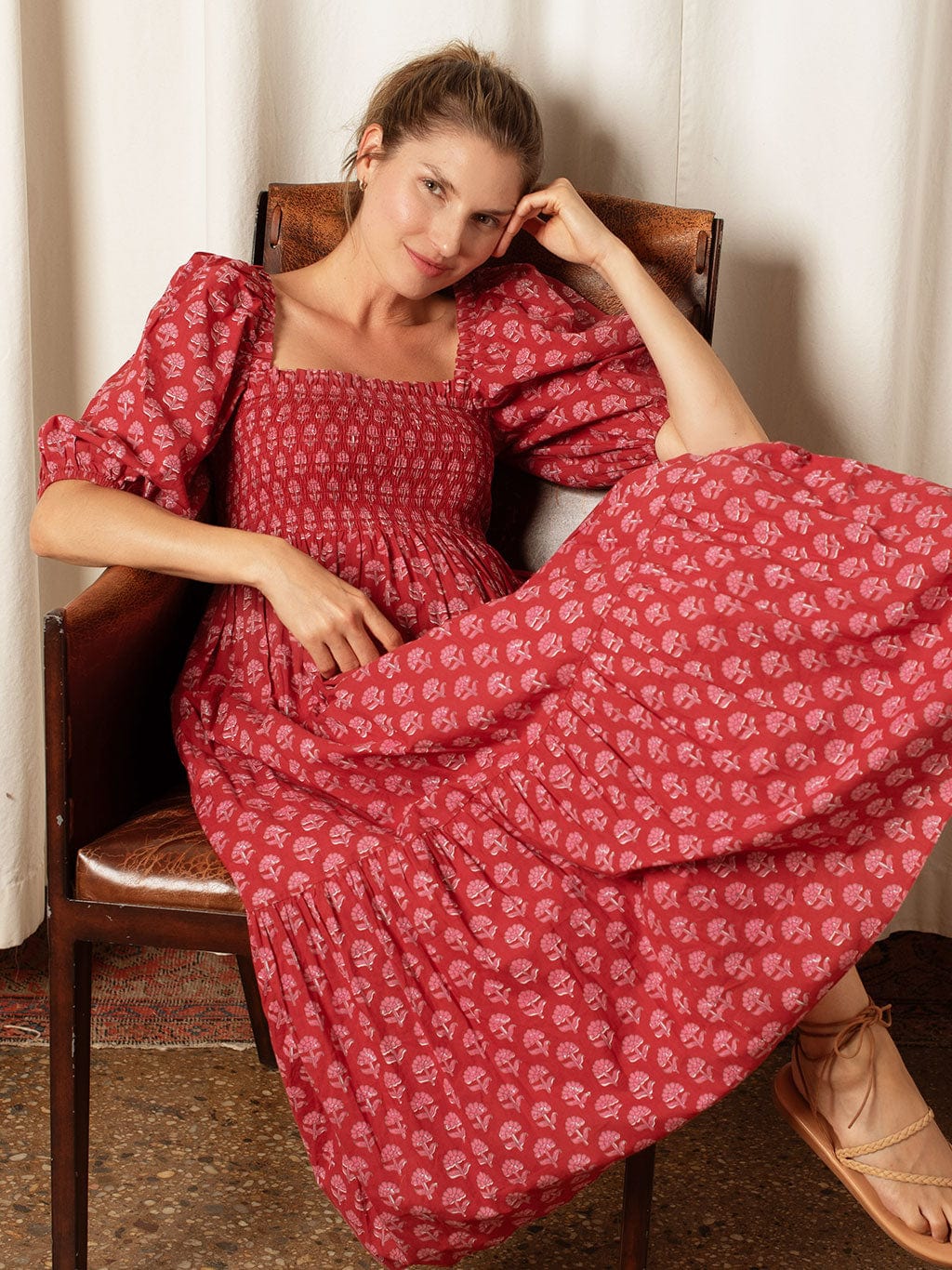 Robe Elsie Hortensia rouge et rose
