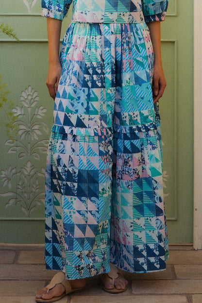 Jupe Mimi Géo Vert &amp; Bleu