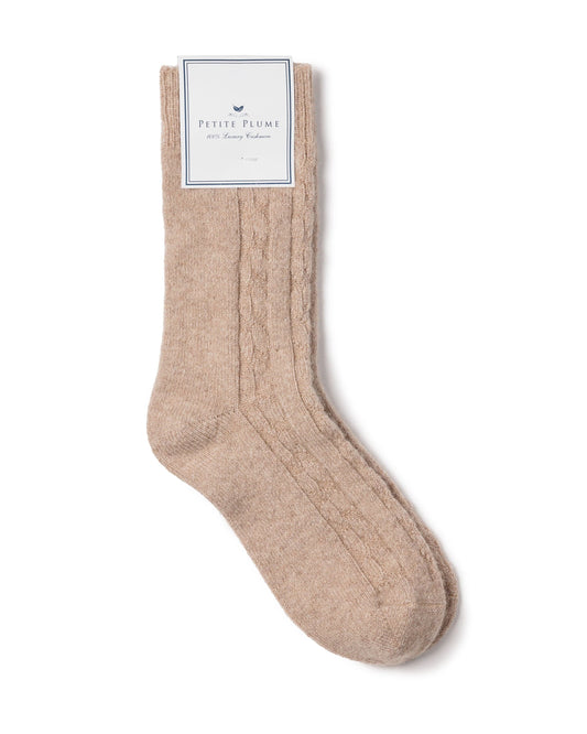Chaussettes femme 100 % cachemire beige