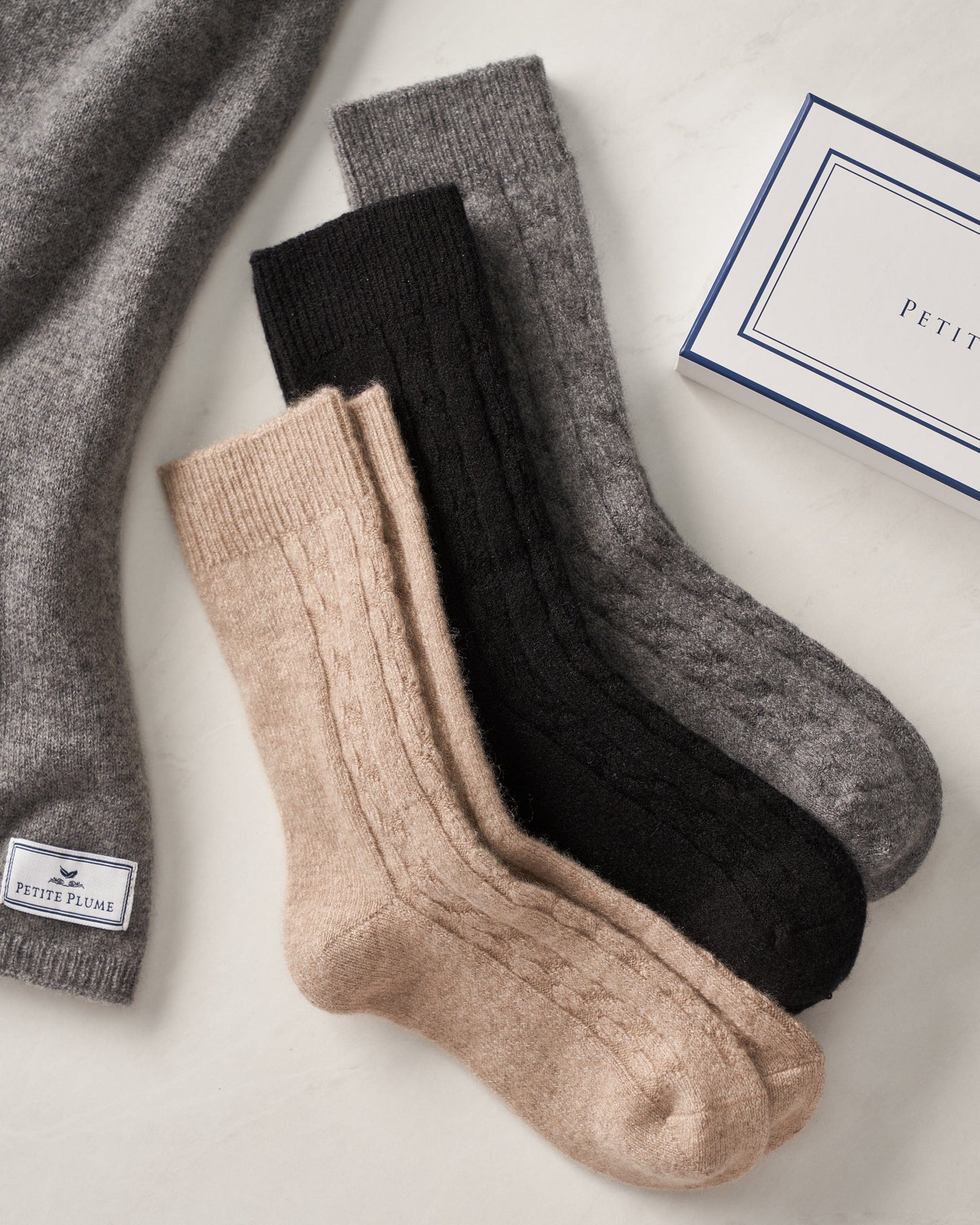 Chaussettes femme 100 % cachemire beige