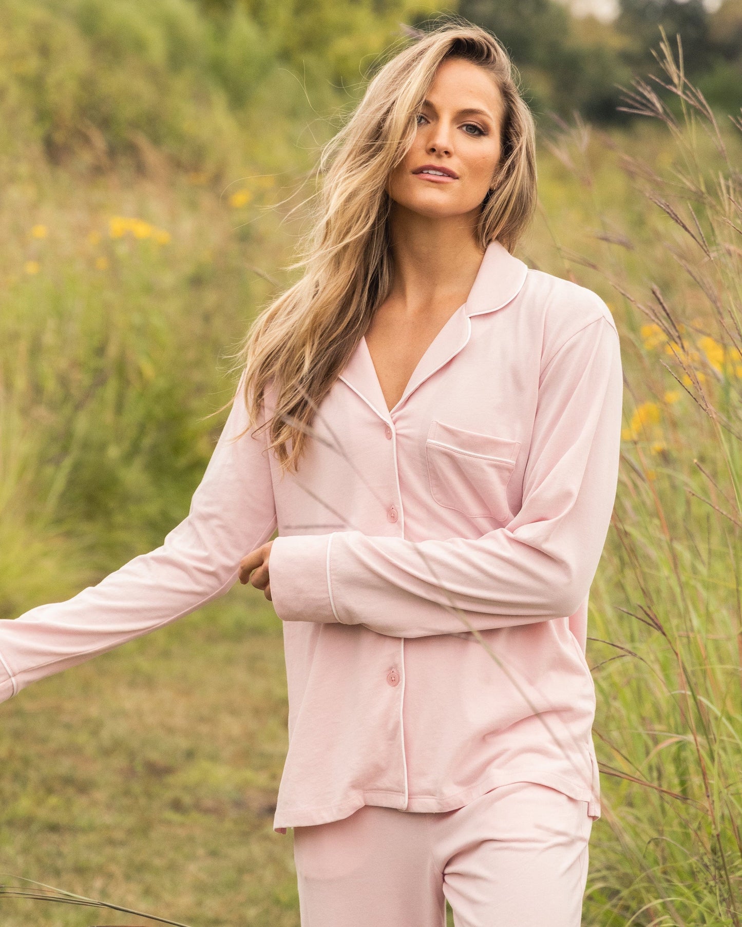 Ensemble pyjama Pima rose pour femme