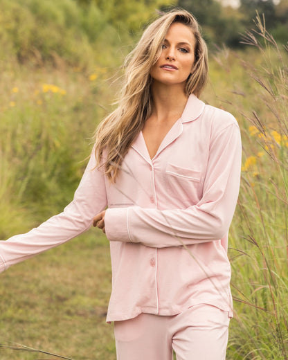 Ensemble pyjama Pima rose pour femme
