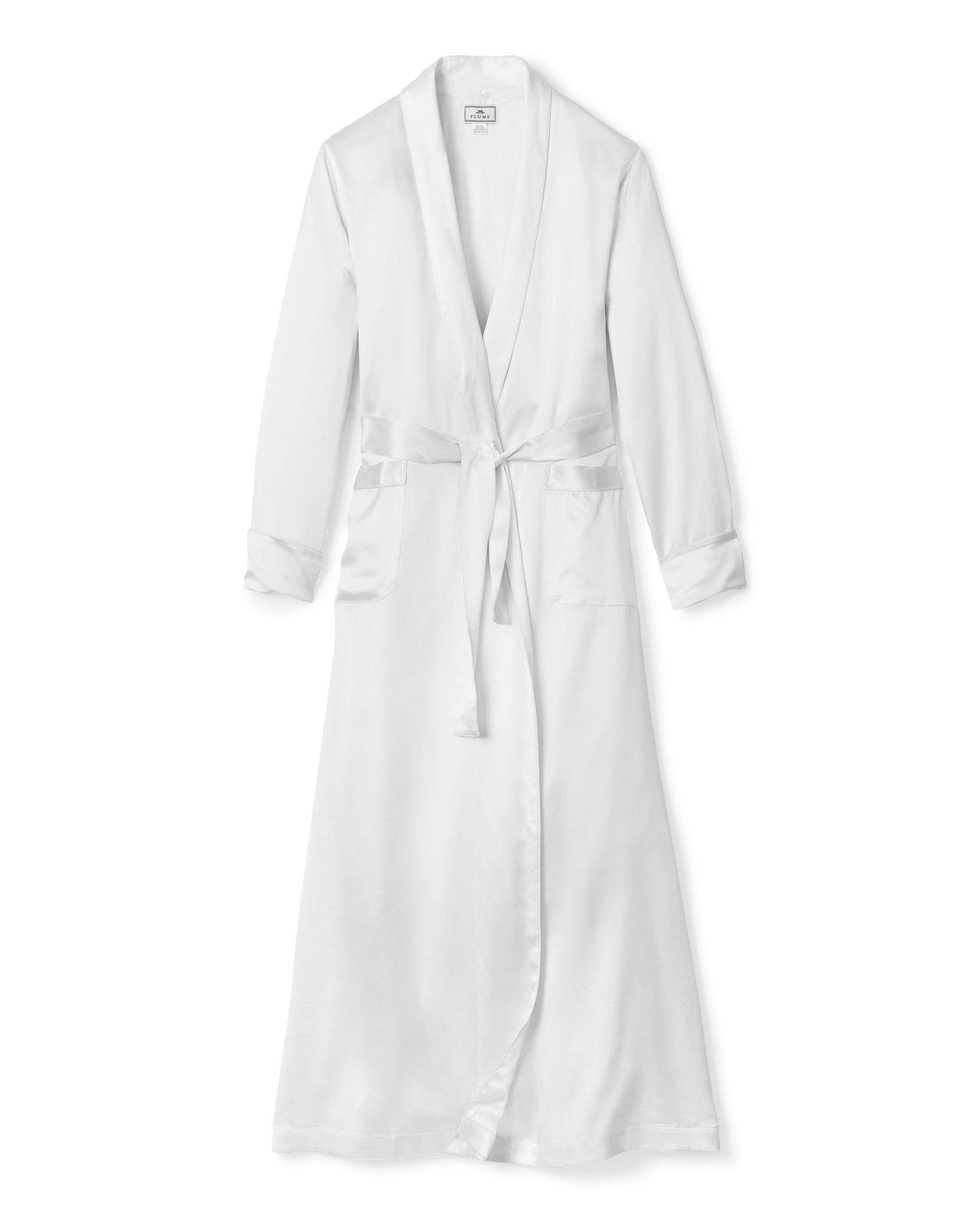 Robe longue en soie blanche pour femme