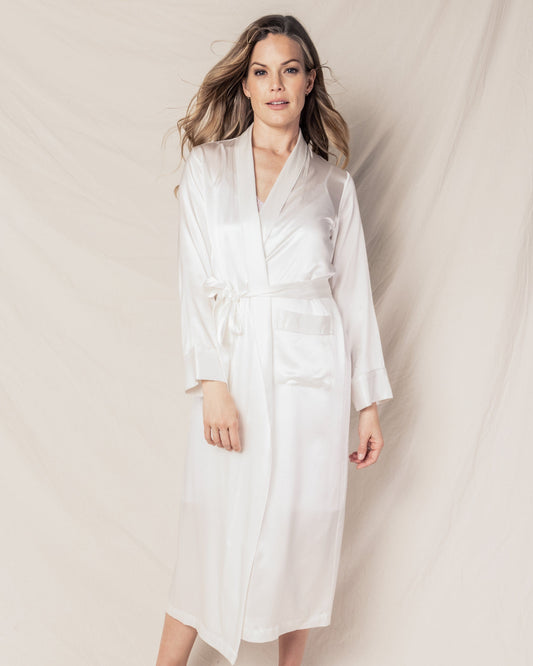 Robe longue en soie blanche pour femme