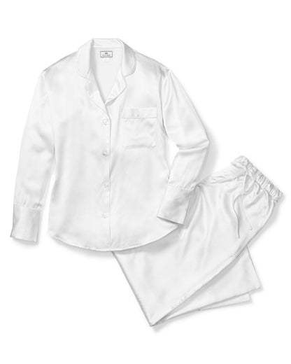 Ensemble pyjama en soie pour femme en blanc 