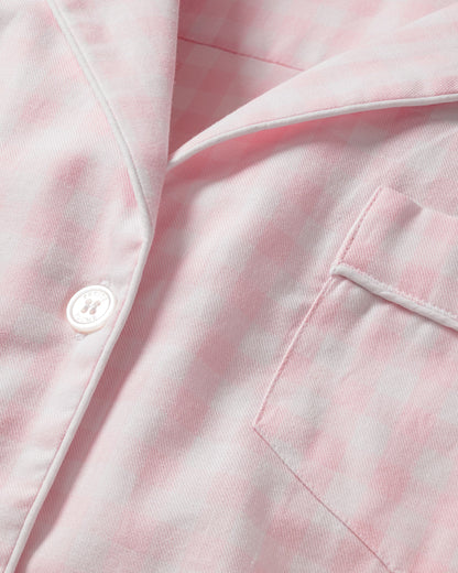 Ensemble pyjama en sergé pour femme à carreaux vichy rose
