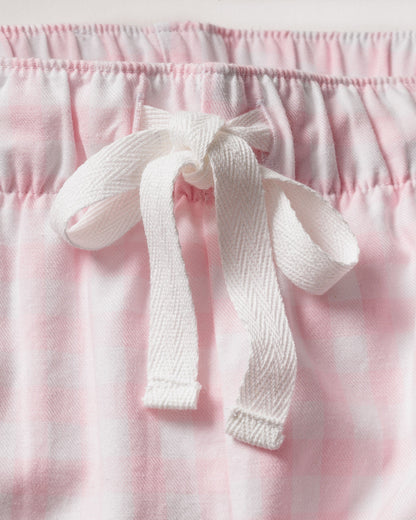 Ensemble pyjama en sergé pour femme à carreaux vichy rose