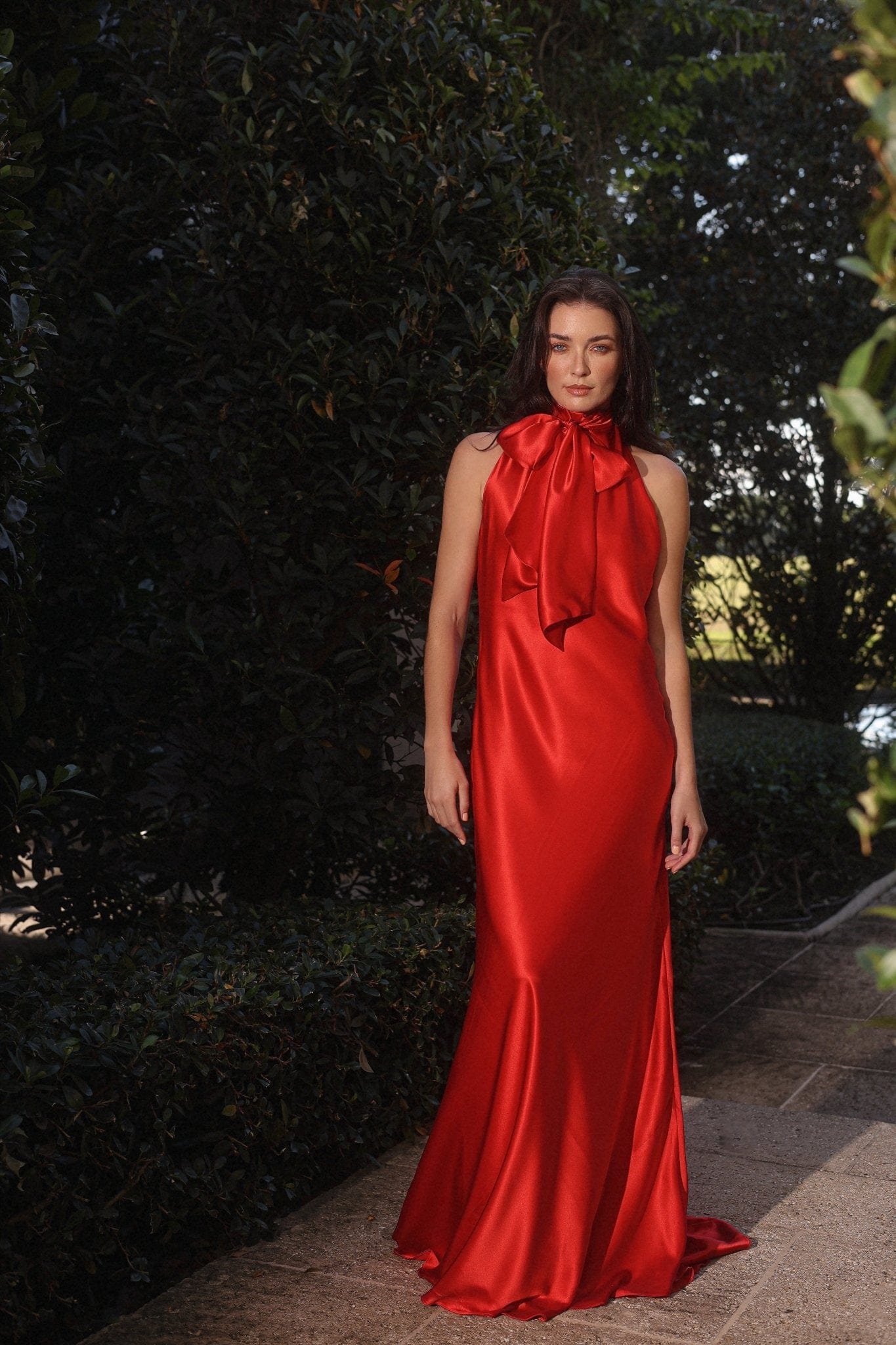 Robe en soie à col noué Melania