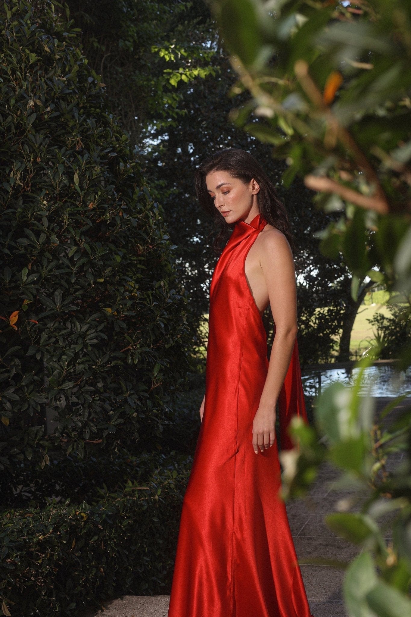 Robe en soie à col noué Melania