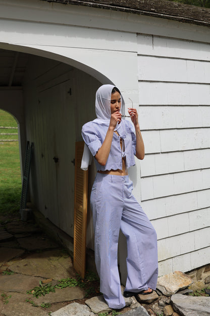Pantalon Portofino à rayures bleues