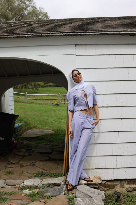 Pantalon Portofino à rayures bleues