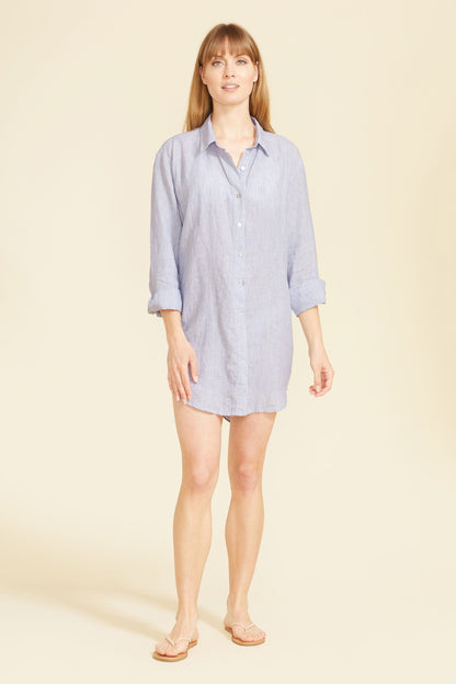 Robe chemise Lido - Rayures bleu clair